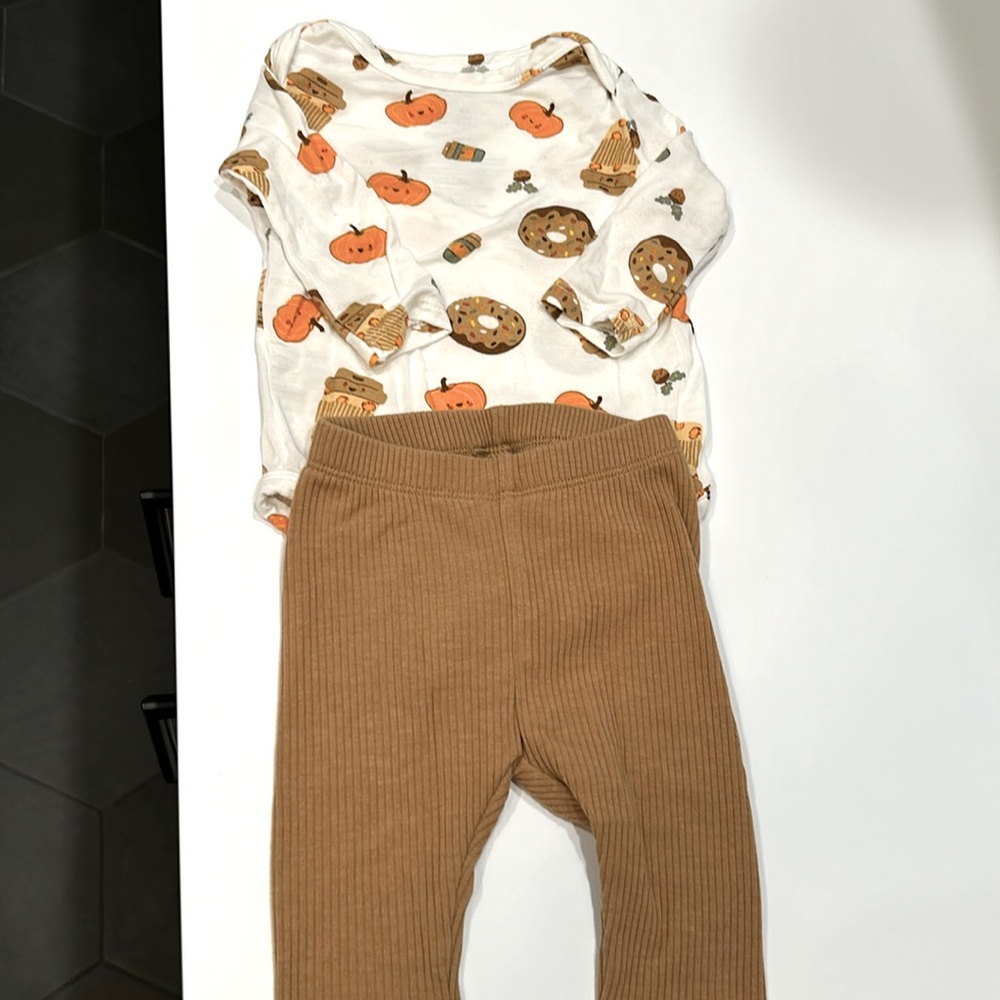 COPY - Angel Dear Pumpkin Spice Bodysuit and Old Navy Ribbed Leggings